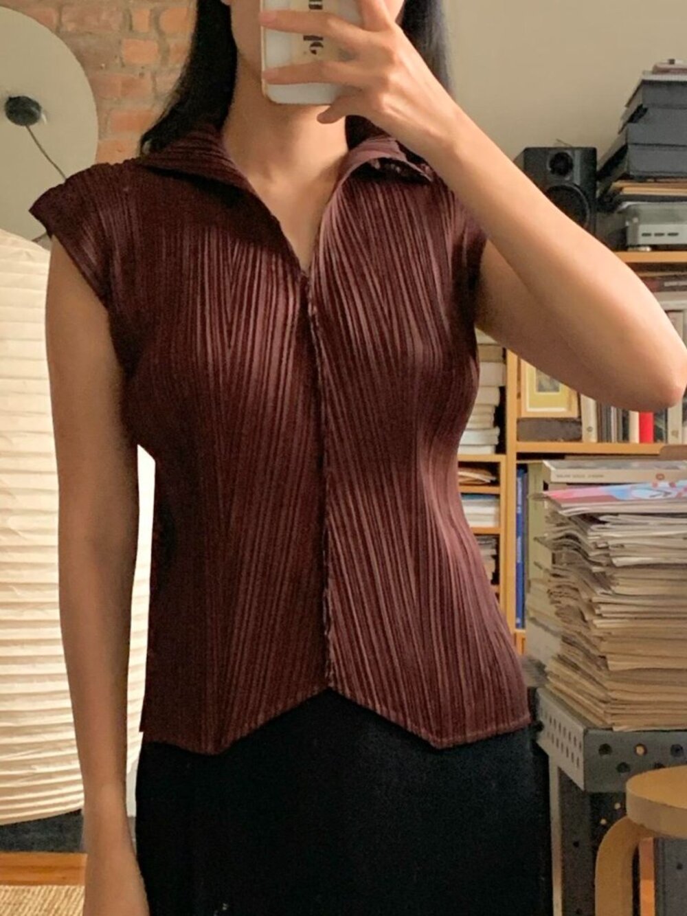 Issey Miyake Pleats Please Polo Tank Burgundy JP3